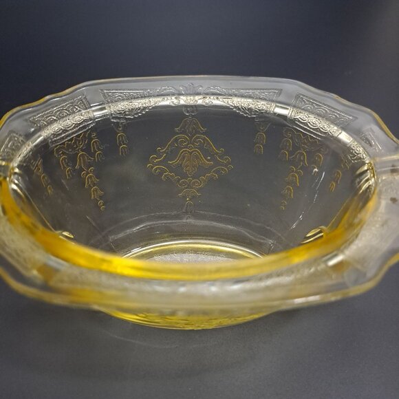 Anchor Hocking Princess Yellow Glass Sugar Bowl Embossed Design Vintage NO LID - Picture 6 of 16